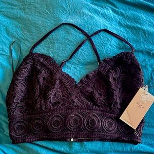 NWT black lace bra top with zipper close and adjustable straps